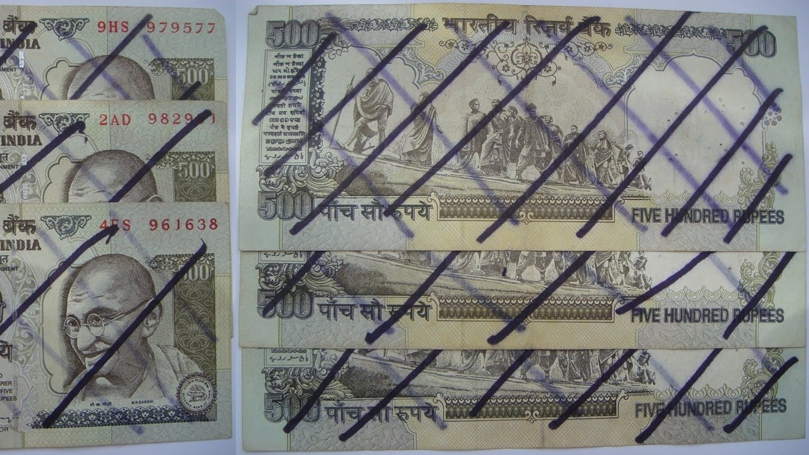 Fake Indian 500 rupee banknotes. File photograph.