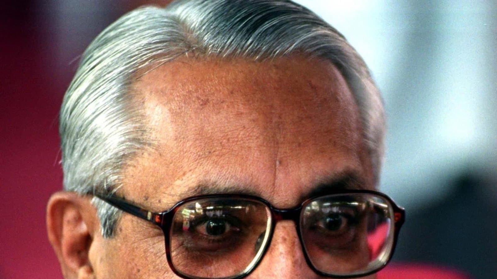 A portrait of Justice M.S. Liberhan wearing glasses and a white collared jacket. File photograph.