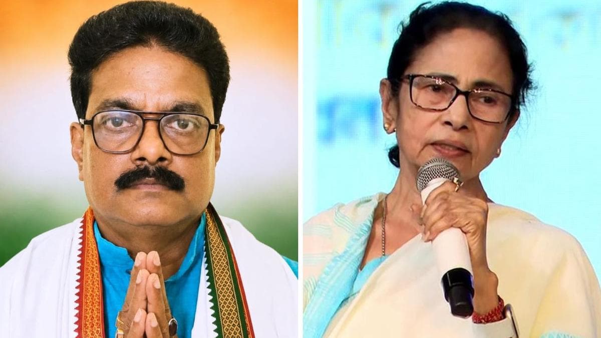 Side by side images of Congress candidate Milan Pradhan and TMC leader Mamata Banerjee